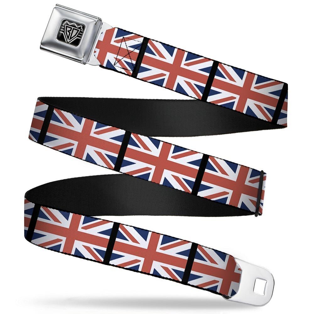 4152 Seatbelt Belt - United Kingdom Flags - 1.5" Wide - 24-38 Inches in